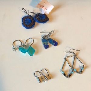 5 pairs earrings - blue theme